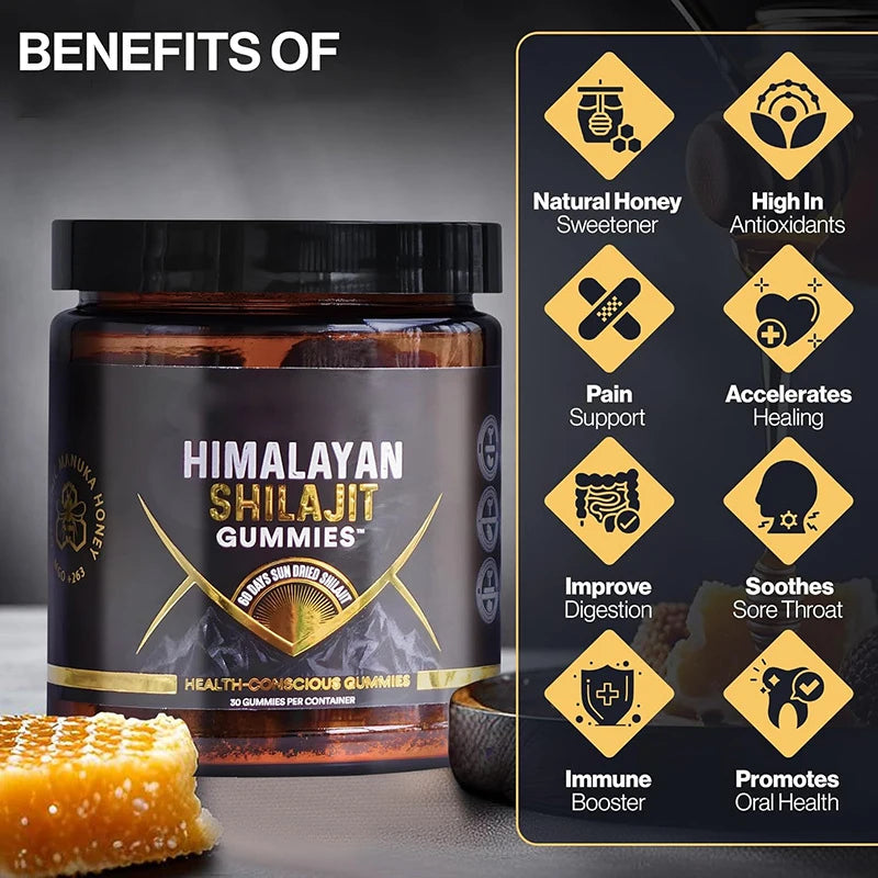 Himalayan Shilajit Gummies for Heart, Brain, Cellular Health 30 Gummies