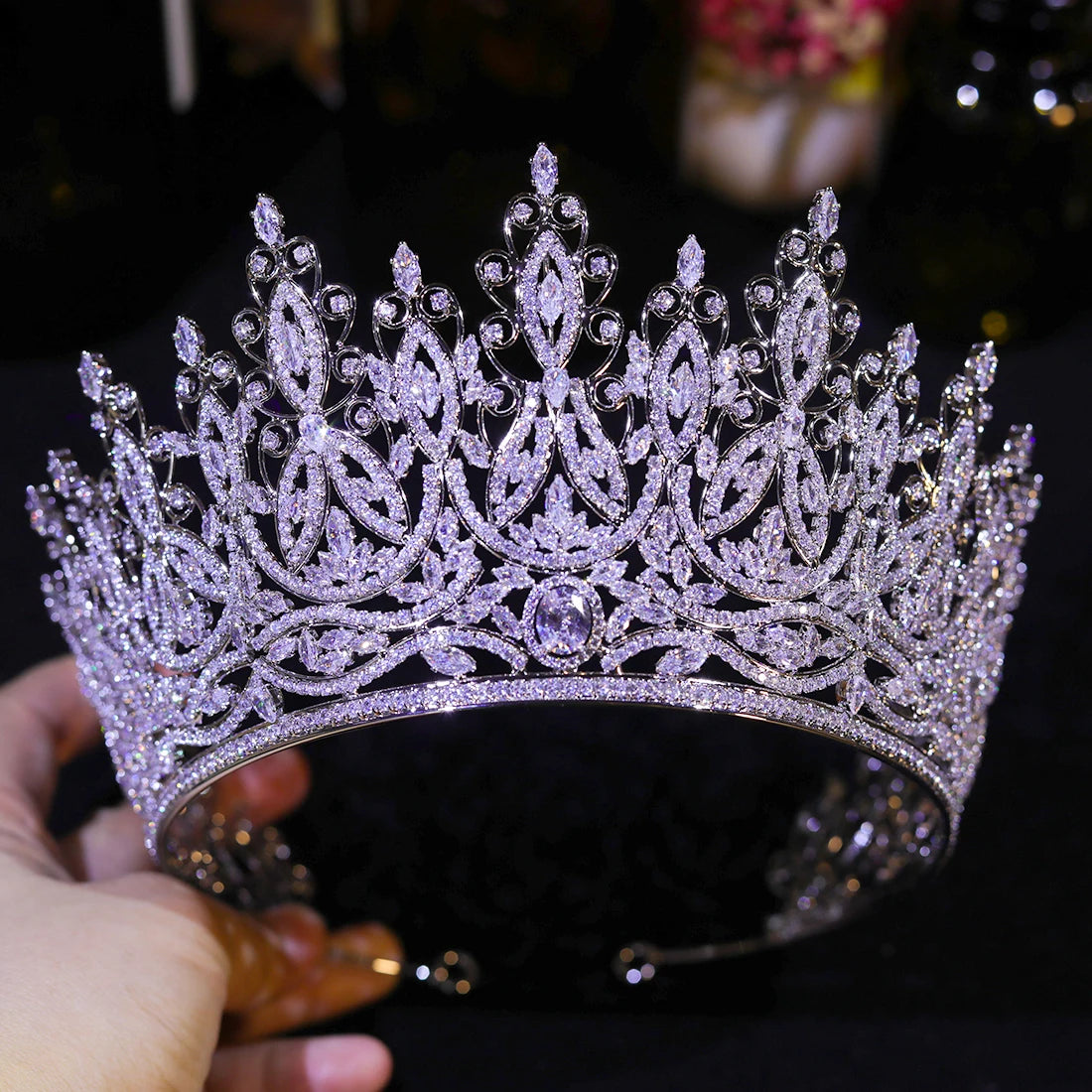 Luxury Miss Universe Queen Crown Crystal Big CZ Jewelry Tiara for Women Bride Hair Accessories Wedding Headdress Zircon Diadema