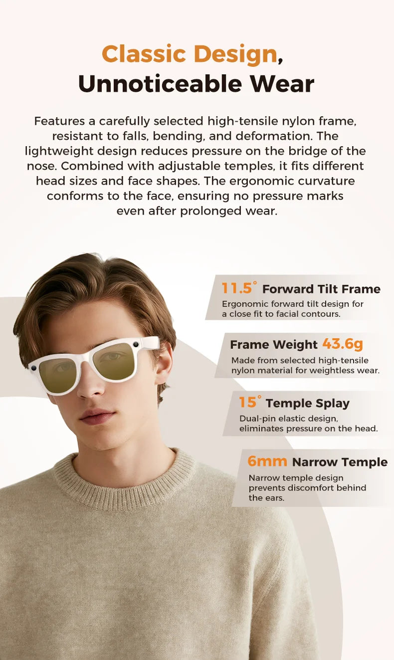 New 800W Camera 3600mAh Power Bank Smart Glasses Men Translator Take Photo WIFI Transmission Music Player AI Chat Glasses Women