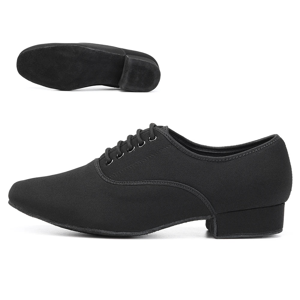 HROYL Ballroom Dance Shoes For Men Bigger Size Tango Latin Dancing Shoes PU/Genuine Leather Dance Shoes Low Heel Latin Shoes