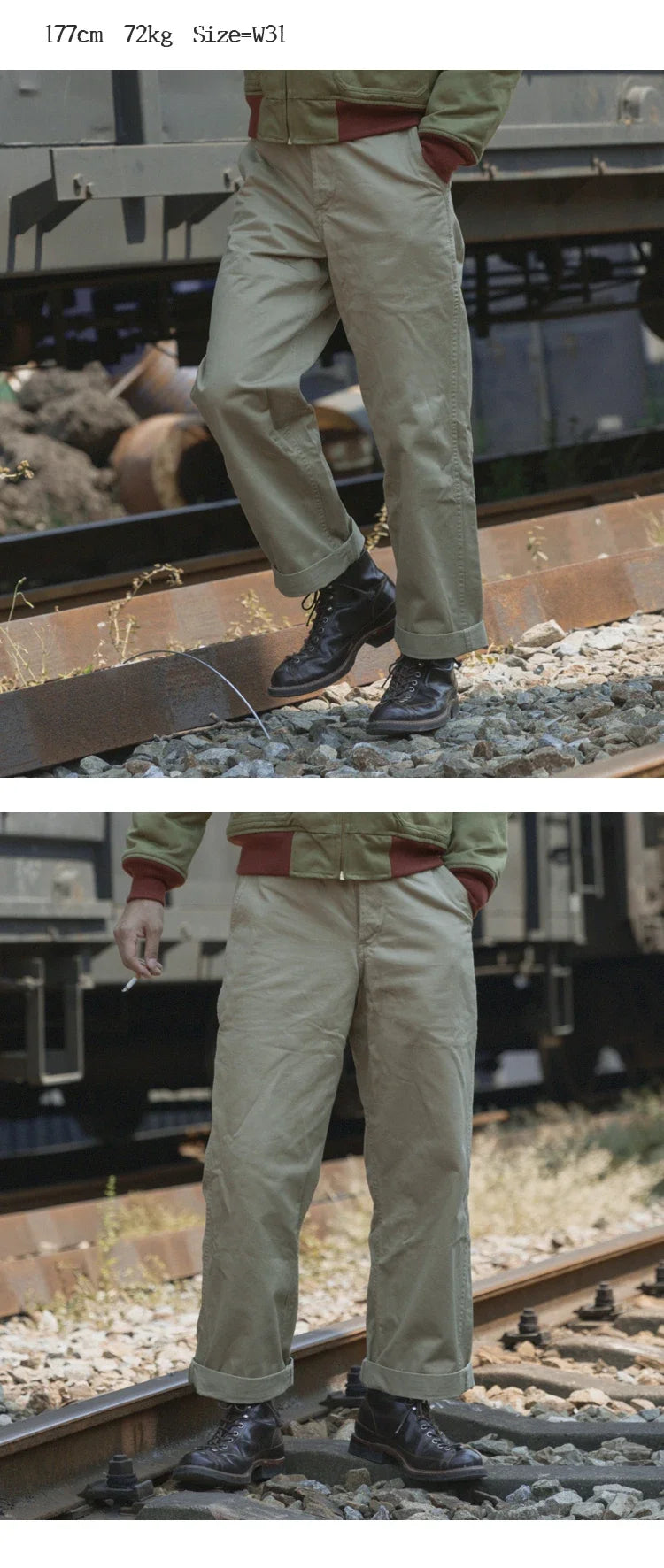 Rugged Bronson Army Chino Trousers 1942 Pattern Khakis Military Style Casual Pants