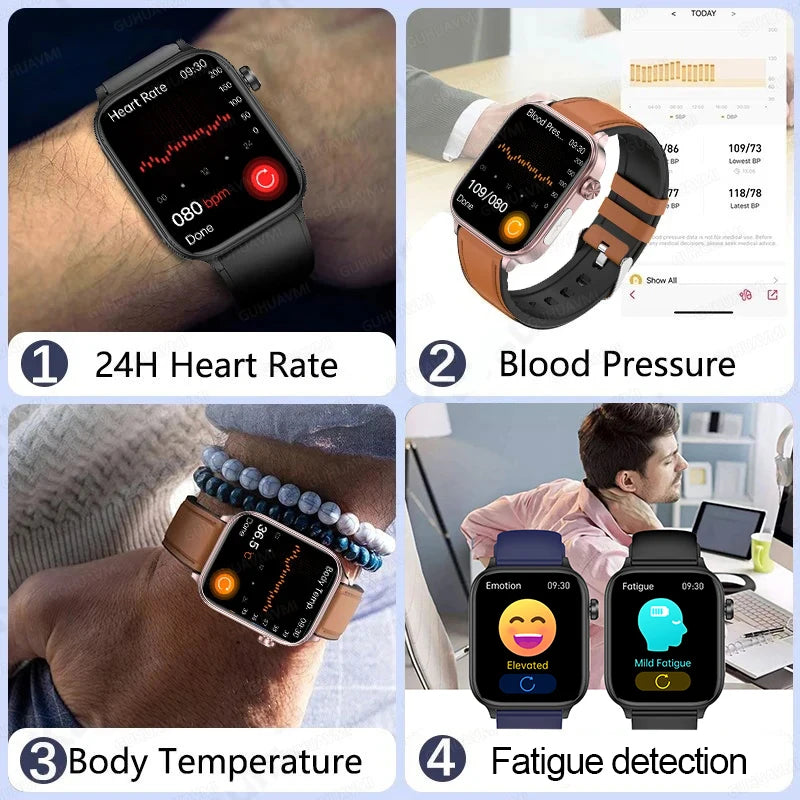 2025 New For XIAOM1 ECG+PPG Blood Fat Uric Acid Health Smartwatch Men Women Heart Rate Blood Pressure Bluetooth Call Smart Watch