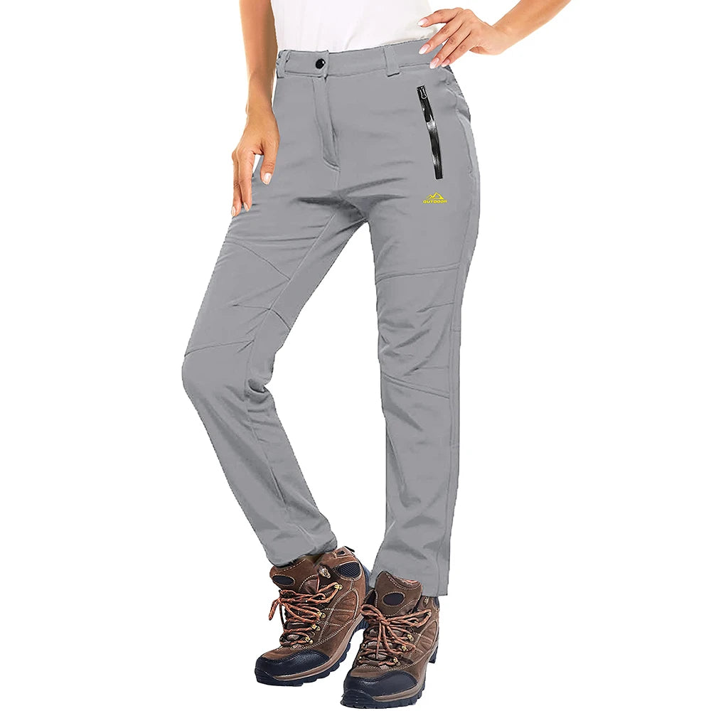 MAGCOMSEN Women's Ski Pants Winter Fleece Lined Waterproof Warm Snow Trekking Hiking Pants Outdoor Trousers Female