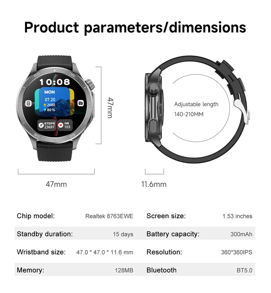 2025 New OPPO X2 Smart Watch Men's GPS Sports IP68 Waterproof Compass Heart Rate Blood Oxygen Bluetooth Call Smartwatches IOS