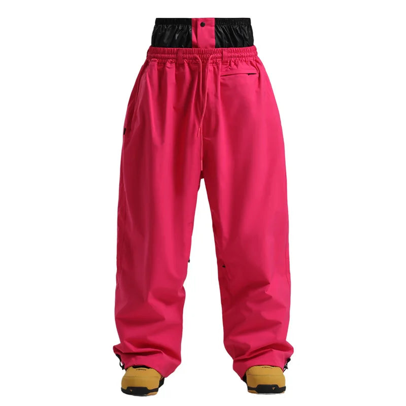 Gsou Snow 2025 Unisex Loose Fit Cargo Ski Pants - Waterproof Windproof Snowboard Trousers for Men & Women Winter Snow Gear