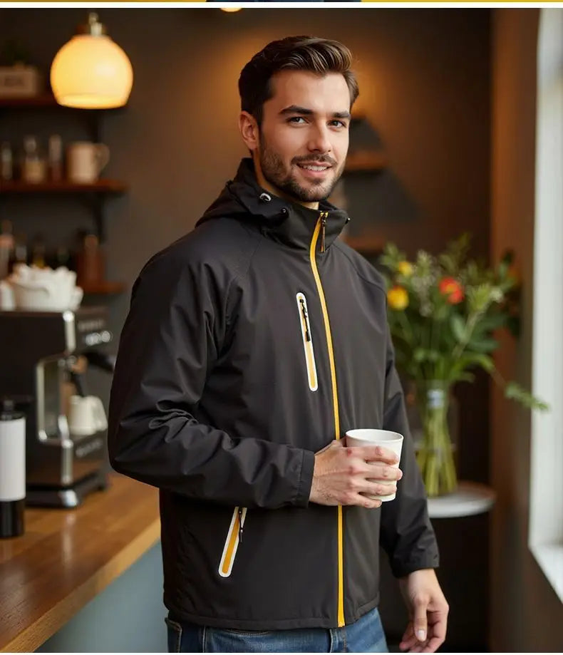 Unisex Fleece Lined Solid Color Jacket, Plus Size Windproof Delivery Coat for Hiking, Custom Logo Winter Set