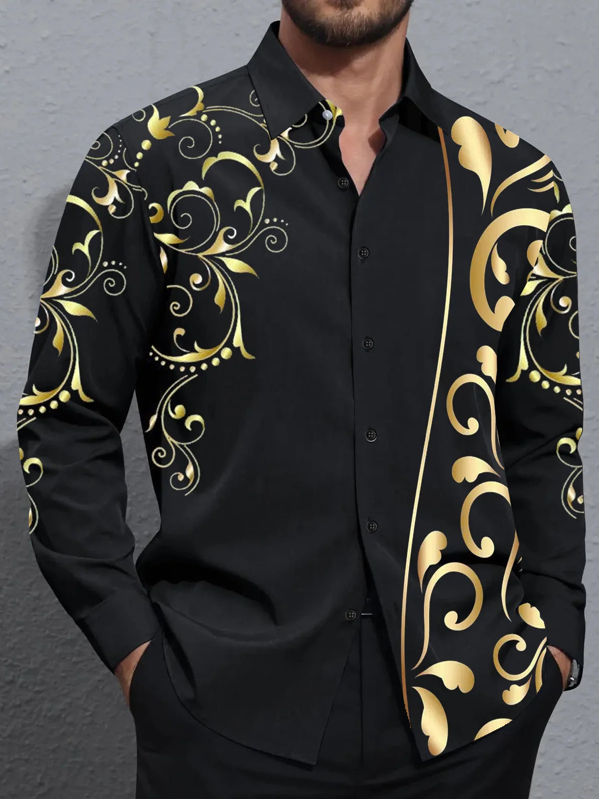 Men's shirts, button down shirts, casual shirts, spring and summer, printed long sleeves Tops fashion comfortable Men Clothing