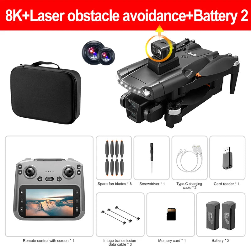 Original V198MAX GPS Return Drone 5G 8K HD Dual Camera Dron Remote With Screen Laser Obstacle Avoidance Drone RC Toys Gifts FPV