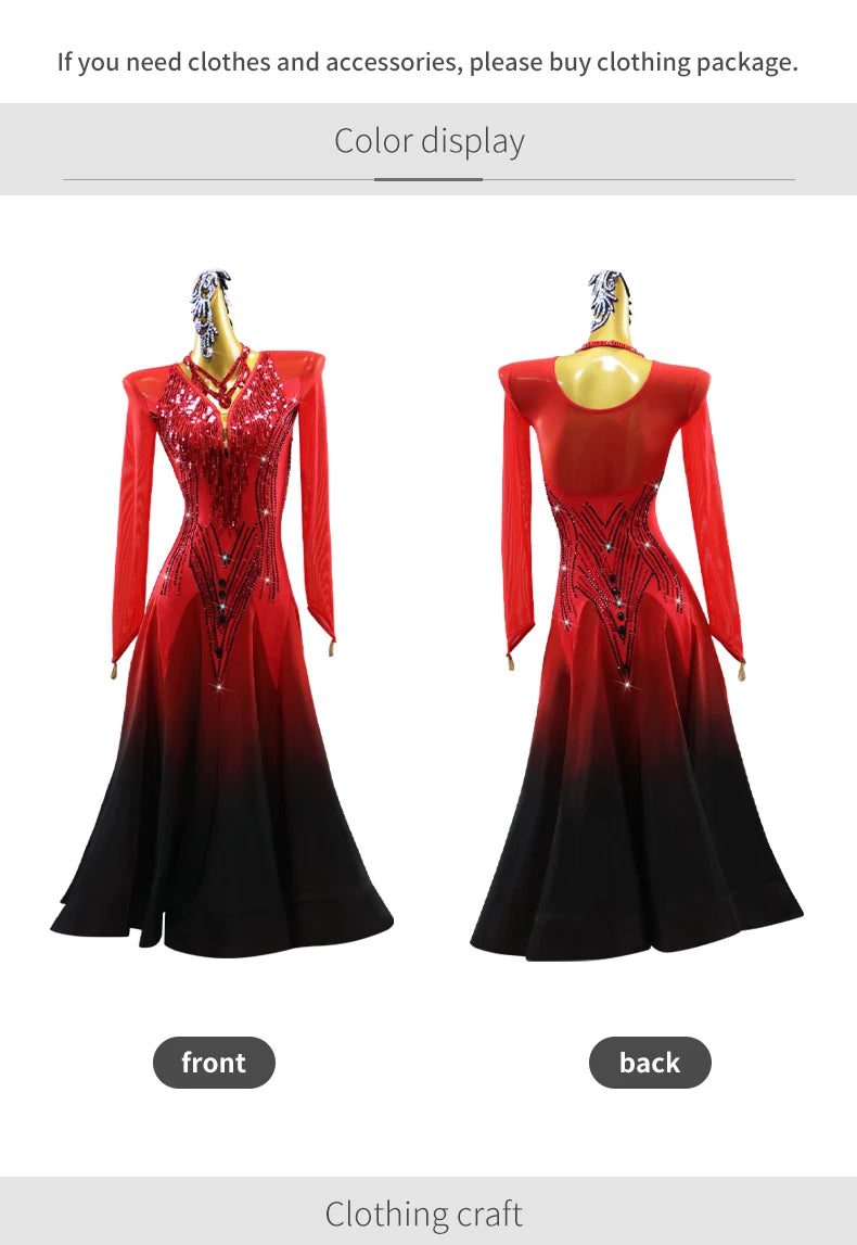 Womens Modern Dress Carnival Girls Ballroom Dance Costumes Waltz Female Suit Korean Stadium Lyrical Long Sleeve Stage Party Sets
