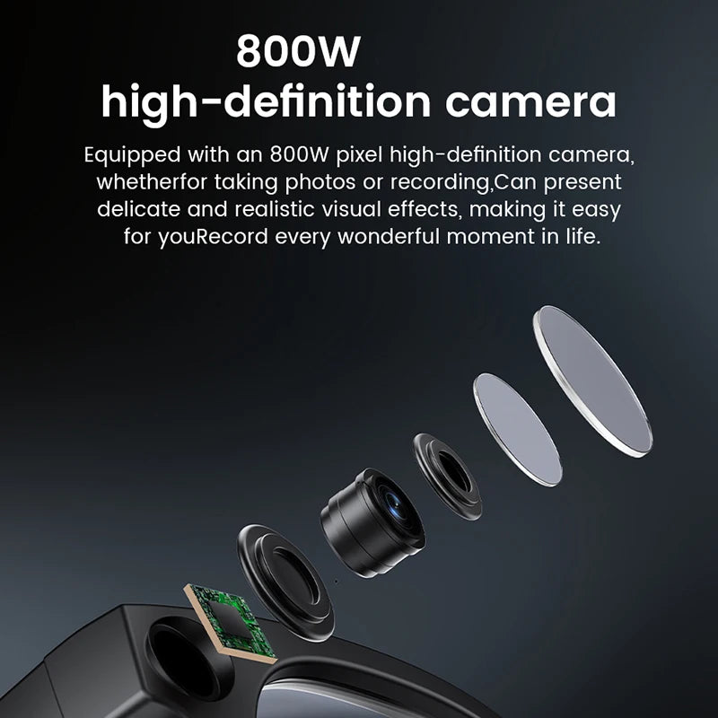 AI Smart Glasses 800W HD Camera 32 Million Interpolation Real-Time Translation AI Voice Assistant LED Flashlight  Music