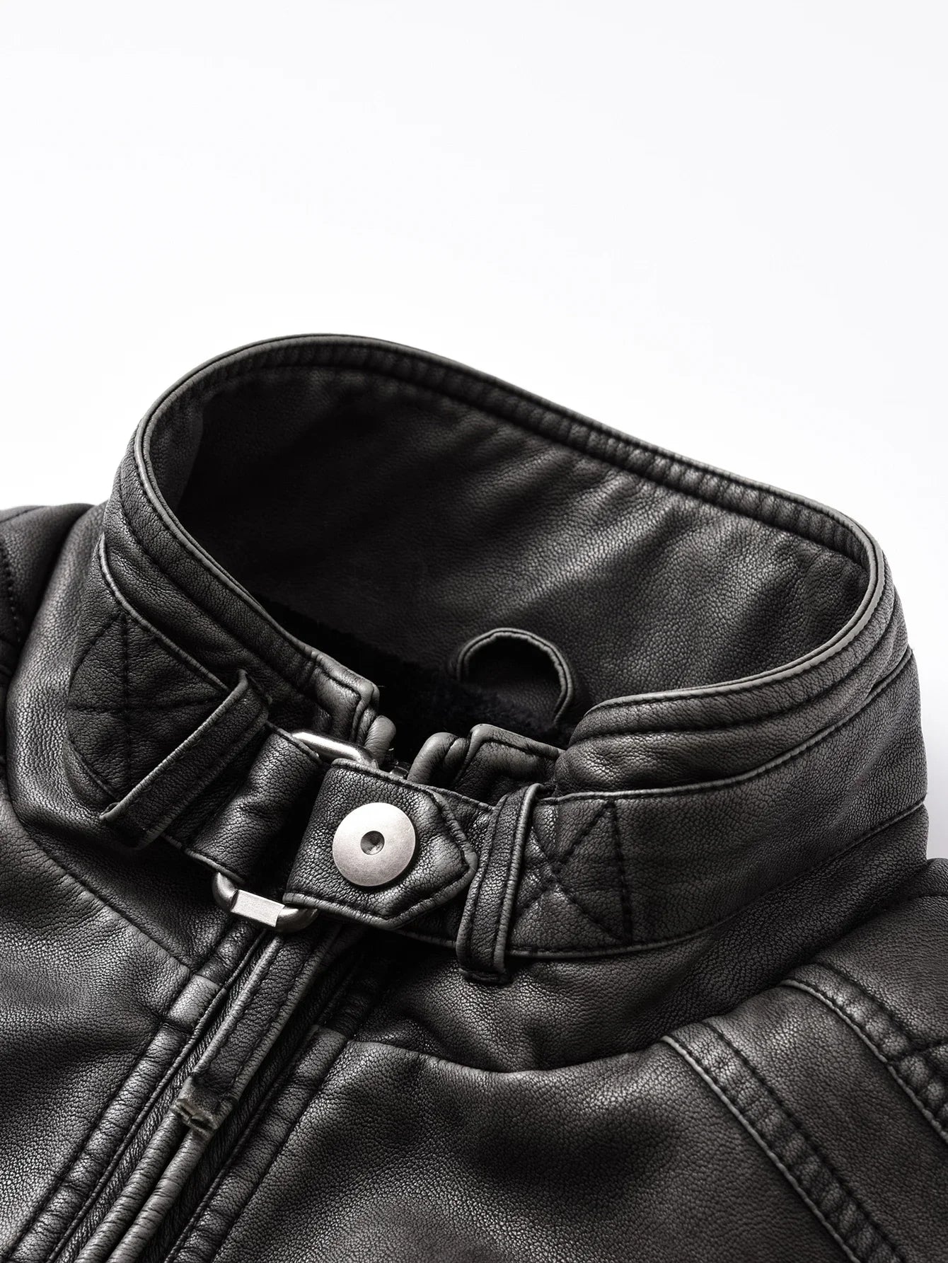 Men's Vintage Thickened Jacket Multi-Pocket Jacket, Stand-Up Collar Motorcycle Clothing, Casual PU Leather Jacket