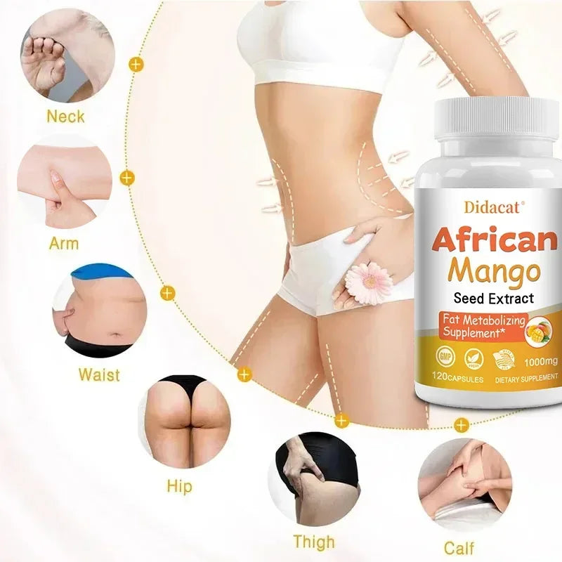 African Mango Capsules - Powerful Metabolism, Appetite Suppressant, Immune System Health, Fat Burning Capsules, Non-GMO