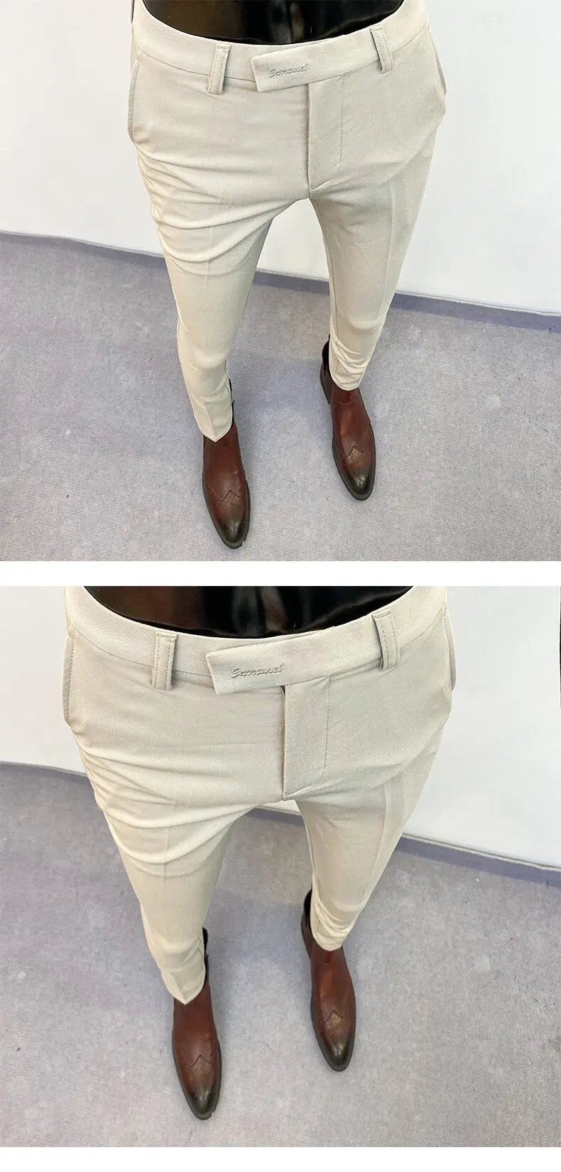 Men Suit Pants Hombre Pantalones 2026 Spring Stretch Slim Formal Trousers for Men Fashion Casual Stripe Dress Pants Men Clothing