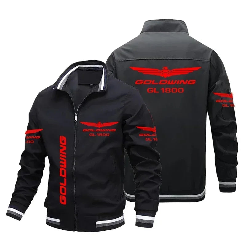 Honda Motorcycle Gold Wing GL1800 Print Jacket Biker Racing Team Custom Bomber Jacket Oversized Windbreaker Honda Men Clothing
