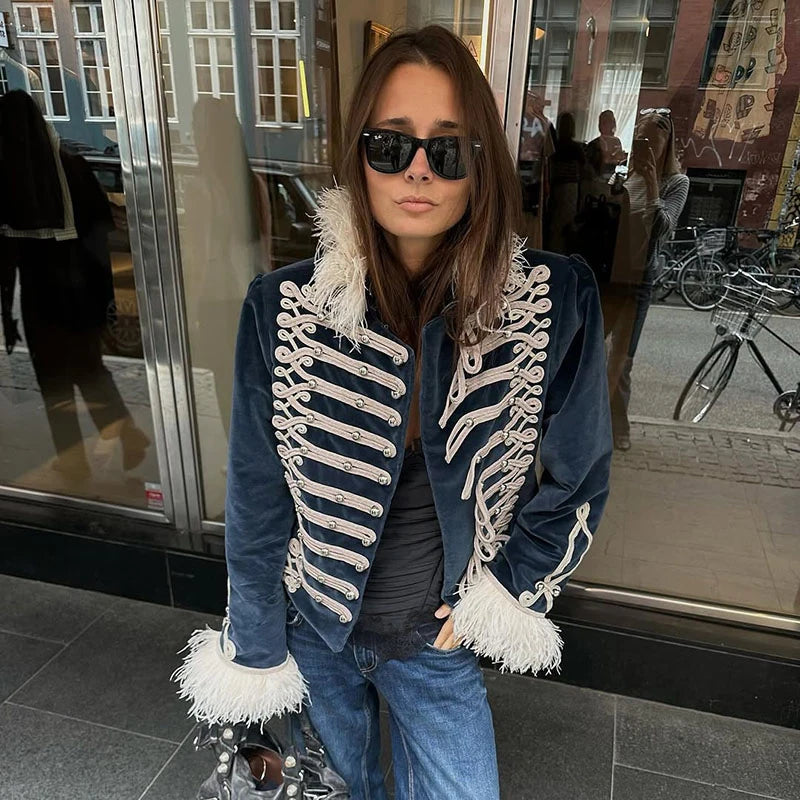 Chic Fur Patchwork Women's Jacket Full Sleeve Single-Breasted O-Neck Loose Lady Jackets 2026 Spring New Female Street Coats New