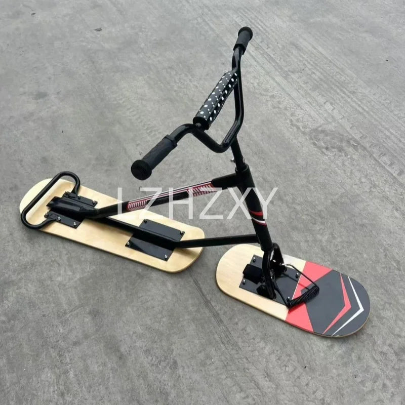 Adult Ski Carts Thickened Wear-resistant Aluminum Skis Freestyle Skis Grass Skis Snowboards Orienteering Wood Color