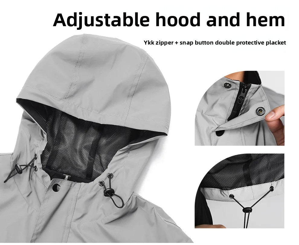 WOSAWE Motorcycle Riding Full Reflective Hooded Jacket, Hiking Night Riding Night Running Charge Carry-on Sports Jacket