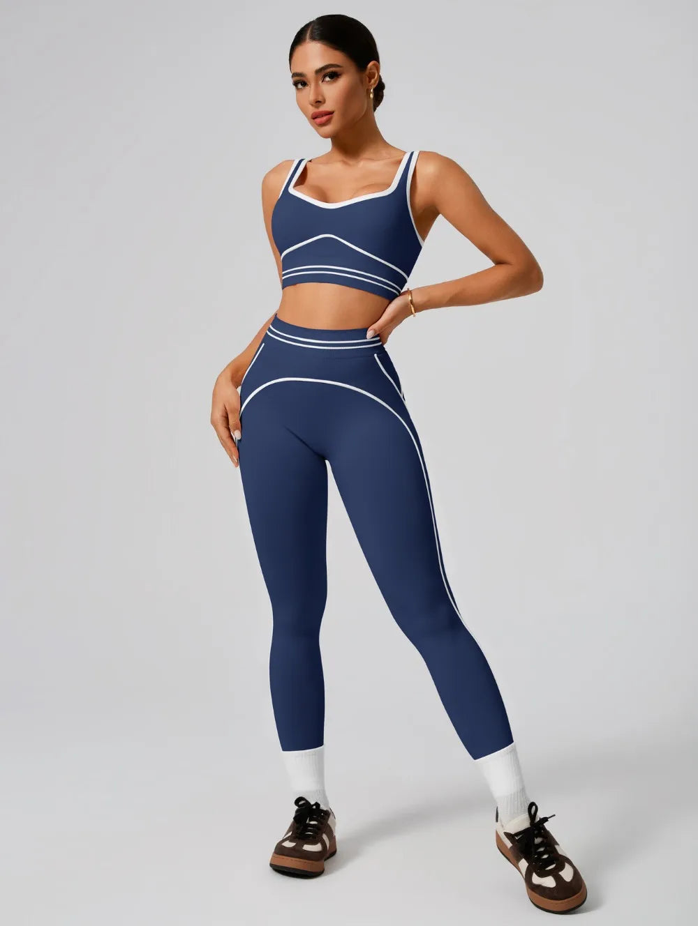 Women's Seamless Yoga Set - Sports Bra & High Waist Leggings Activewear for Gym Workout Fitness Exercise Stretch Athletic Outfit