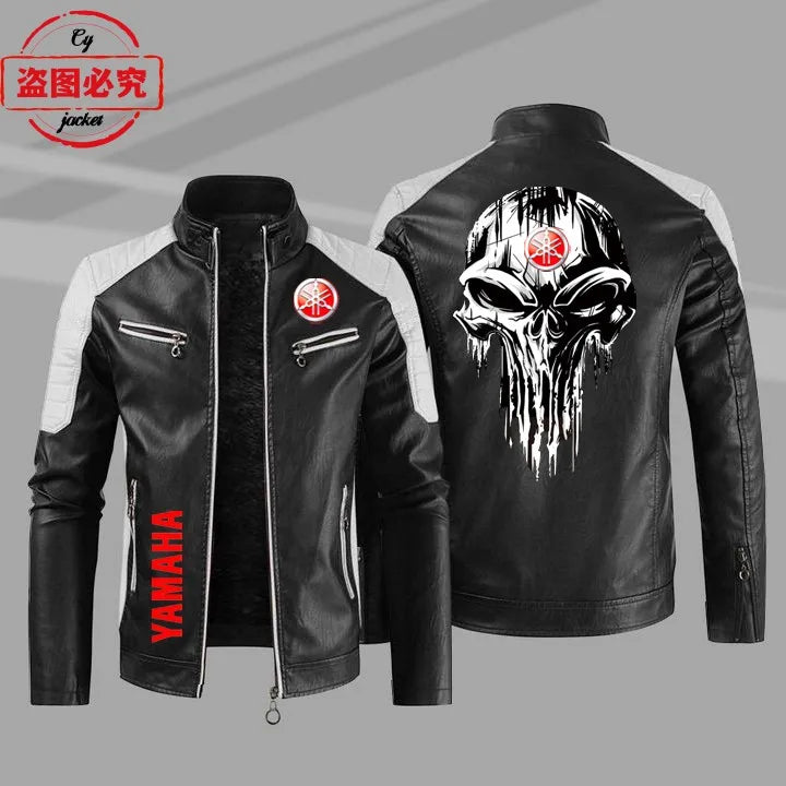 European Size Yamaha Motorcycle Logo Printed Riding Suit PU Leather Jacket Autumn/winter Men's Jacket Racing Suit Workwear