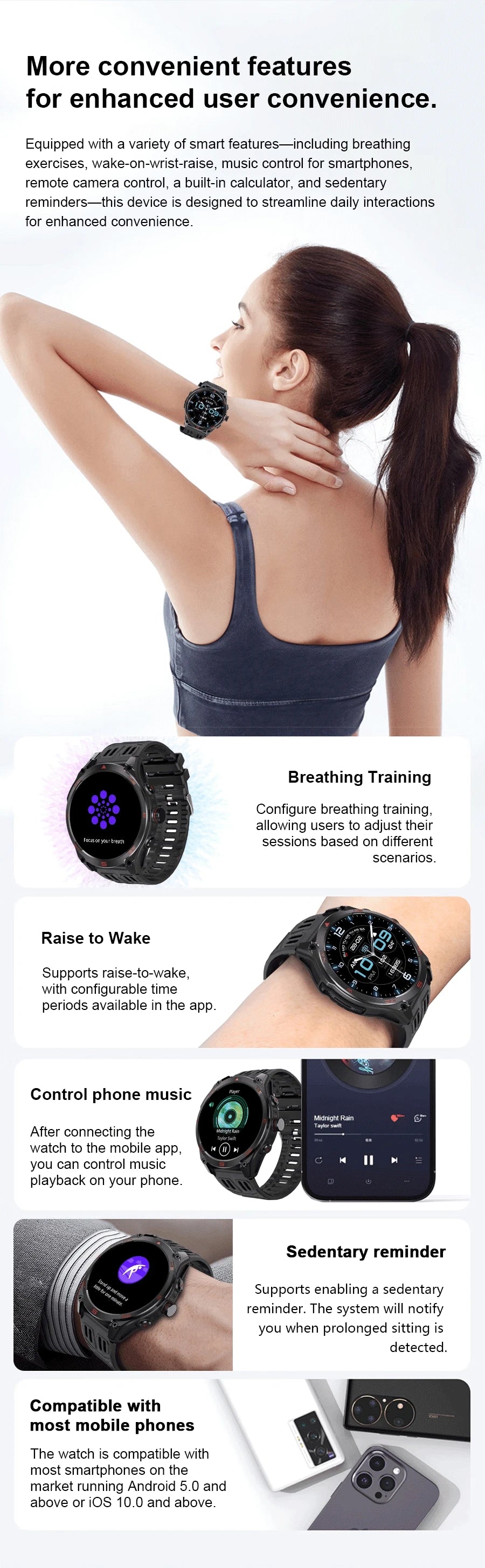 New T-Rex3 Ultra 1000mAh Battery Smart Watch Built in GPS Compass 10ATM Waterproof Sports tracker Outdoors Military Smartwatches