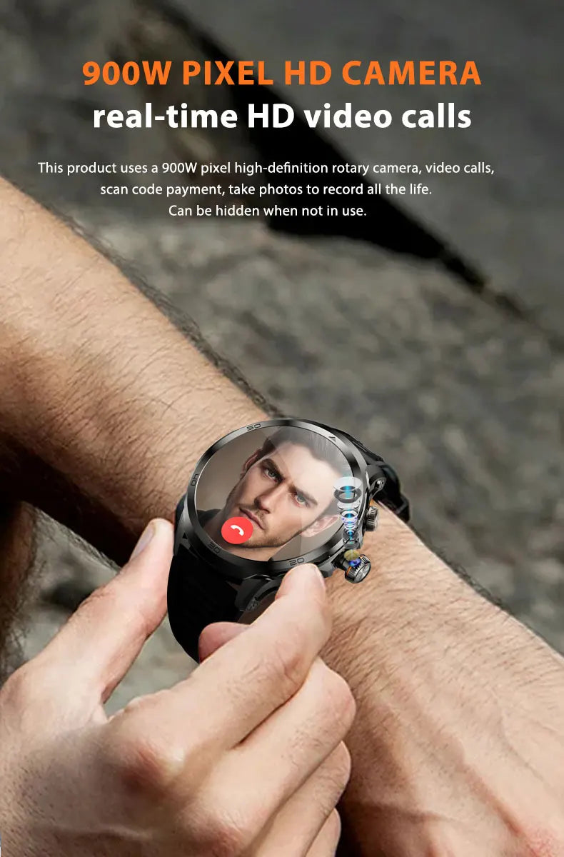 8GB+128GB H19 Smart Watch 1.95-inch Amoled Large Screen 190° Rotary Camera 1900Mah Battery GPS WIFI Android Smartwatch Men Adult