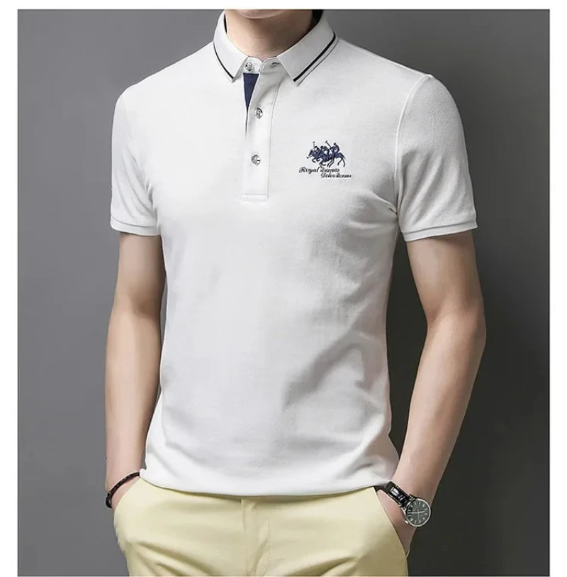 Summer Mens Short Sleeve Embroidered Polo Shirts Breathable Lightweight Shirt Luxury Top Casual Lapel T-shirt Men T Shirt Homme