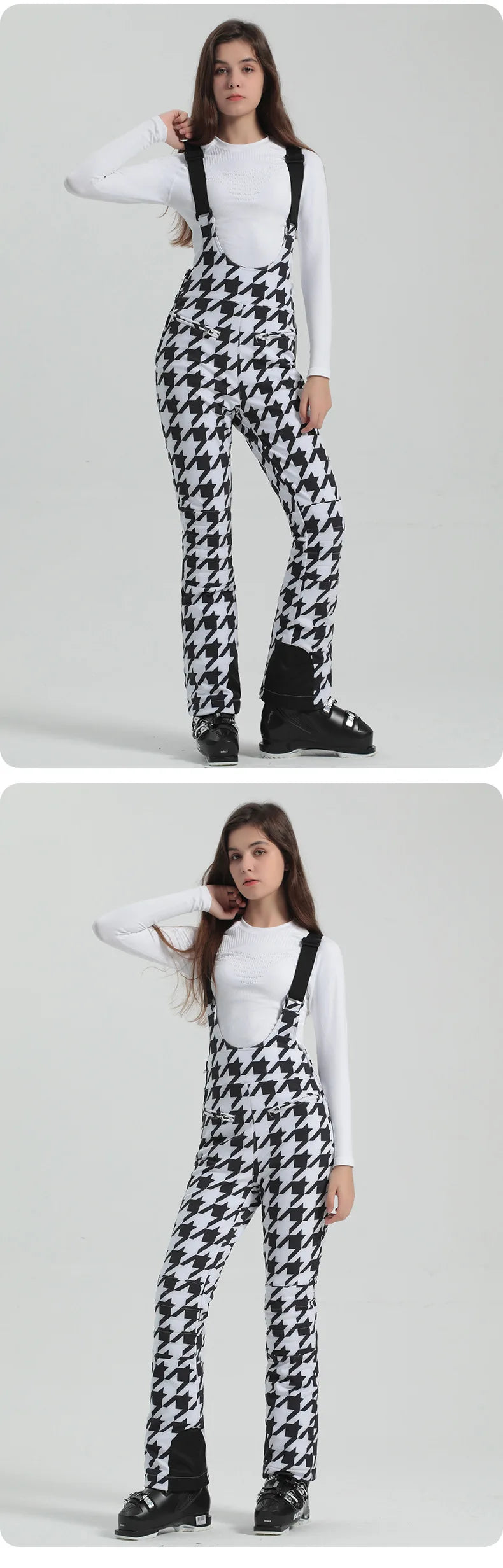2024 Gsou Snow Winter Ski Pant Women Snowboard Strap Trouser High Waist Elastic Windproof Waterproof Thicken Thermal for Outdoor