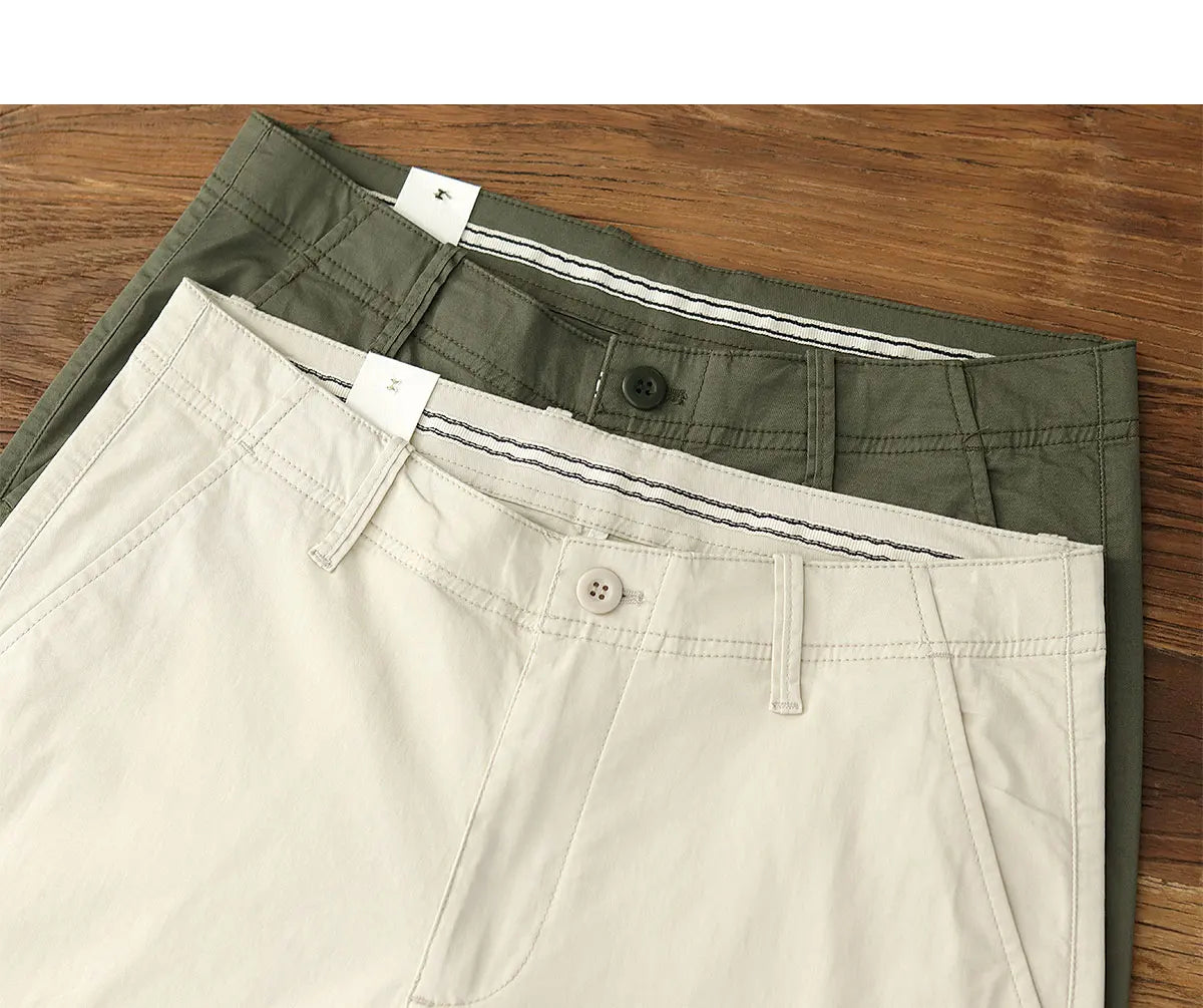 Summer thin straight leg pants American retro Chino simple beige white elastic black casual pants men