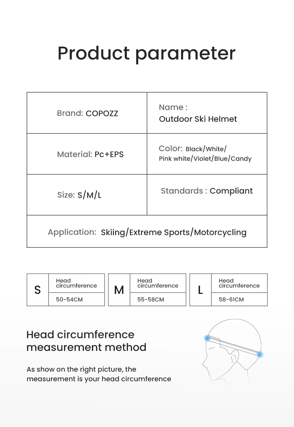 COPOZZ Ski Helmet Half-covered Anti-impact Skiing Helmet For Adult Men Women Ski Skateboard Snowboard Safety Helmet Female Male