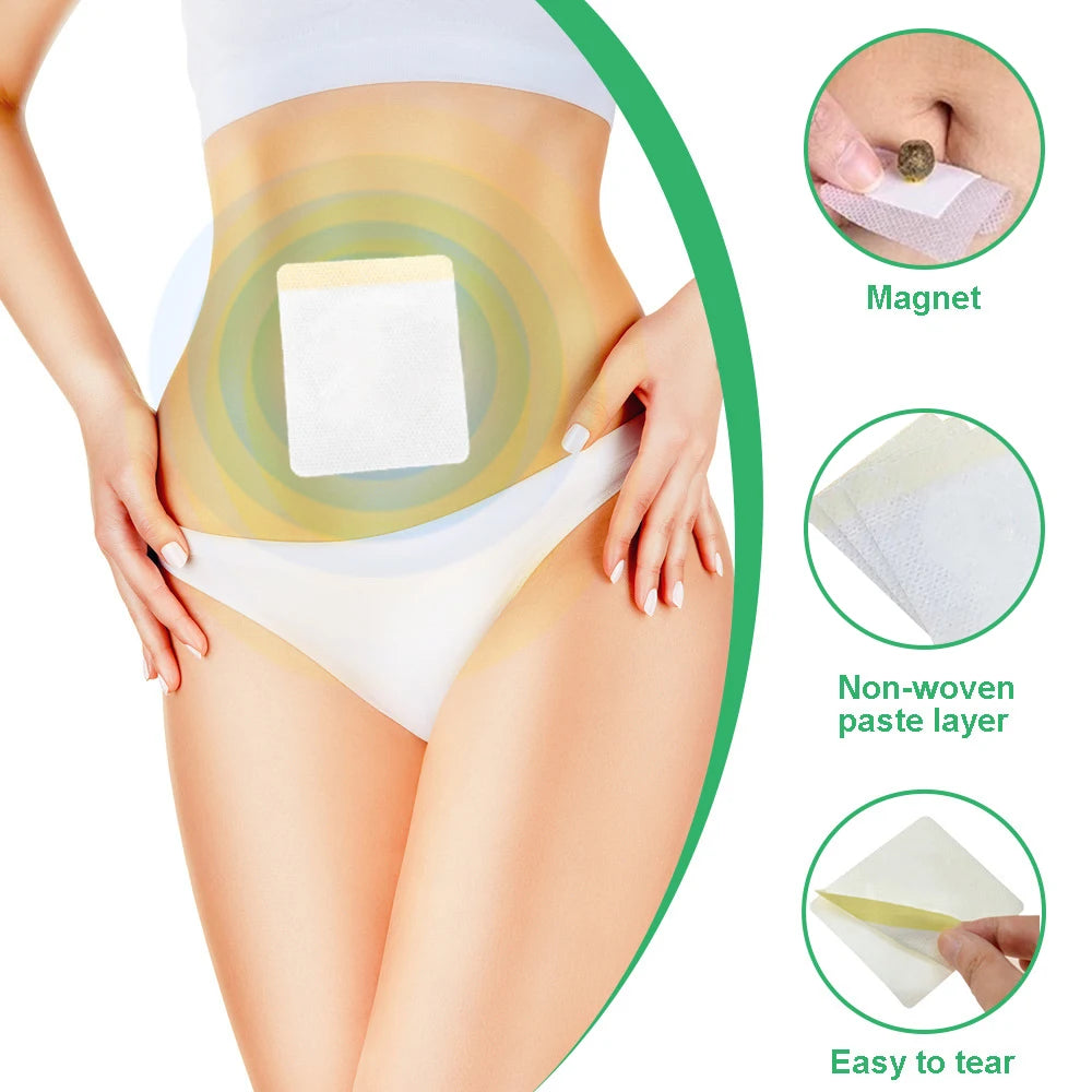 30PCS Belly Body Shaping Pill and 30PCS Mugwort Navel Sticker Lymphatic Patches Improve Stomach for Female Male Reduce Swelling