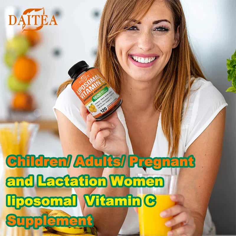Liposomal Vitamin C 1600 Mg - Highly Absorbable, Fat Soluble Vitamin C, Antioxidant Supplement, Immune System & Collagen Booster