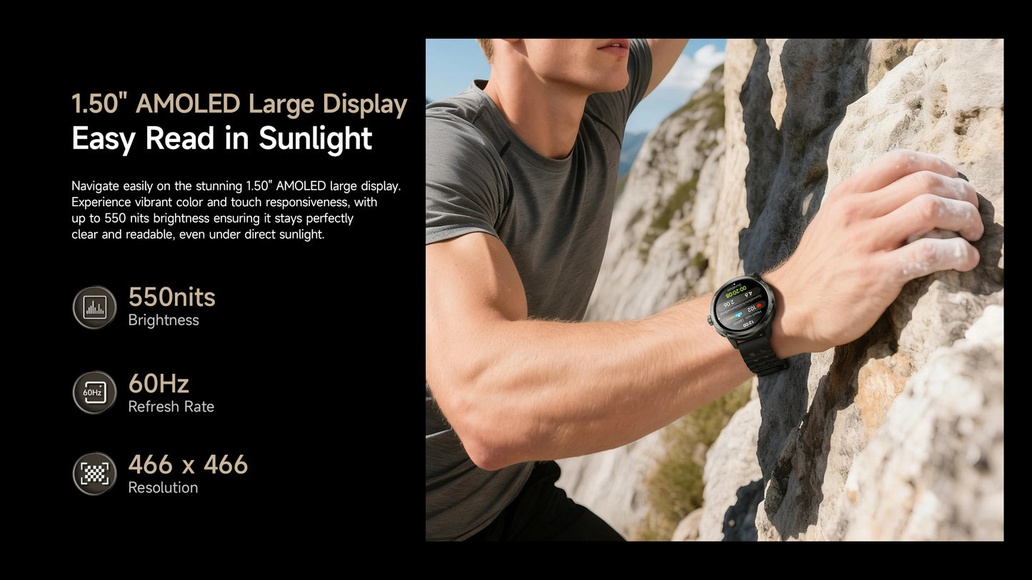 Ulefone Armor Watch Pro Smartwatch 1.5" AMOLED Display, Built-in GPS, Heart Rate Monitor, Sports Smart Watch for Men & Women
