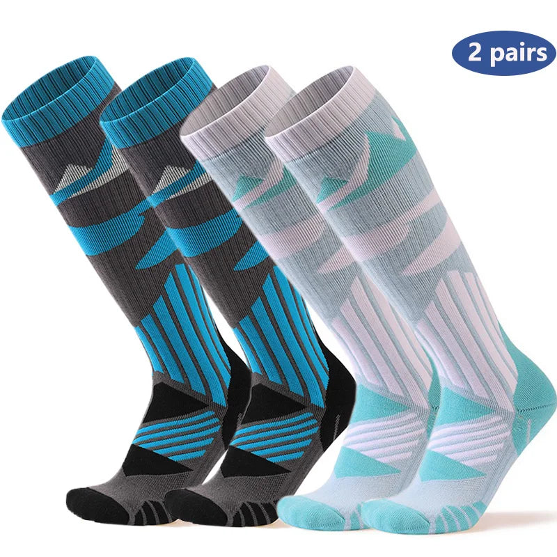 YANBIGUO 2 Pairs Thicken Ski Socks,Thermal Warm Winter Knee-High Snowboarding Skiing Sock for Hiking,Cycling,Snow,Snowboarding