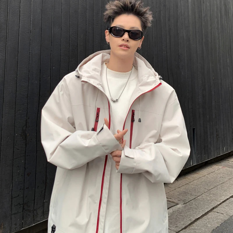 Gorpcore Waterproof Jacket Mens Couple's Ski Oversized Zipper Pocket Windbreaker Autumn High Quality Travel Camping Hooded Coats
