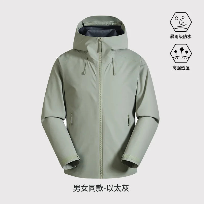 All-Weather Waterproof Hiking Jacket, High Breathability Mountaineering Coat for Men & Women