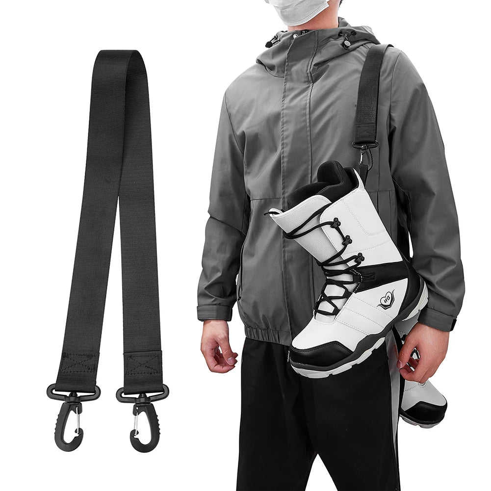 Nylon Skiing Pole Shoulder Hand Carrier Adjustable Lash Handle Straps Buck Hook Loop Protecting Black Nylon Ski Handle Strap Bag