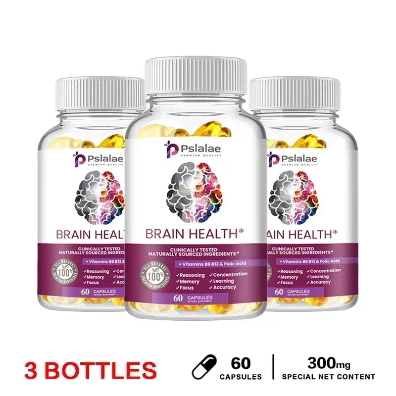 Brain Health Capsules - Supports Brain Health, Enhances Memory & Concentration, Improves Mental Clarity, Vegetarian, Gluten-free