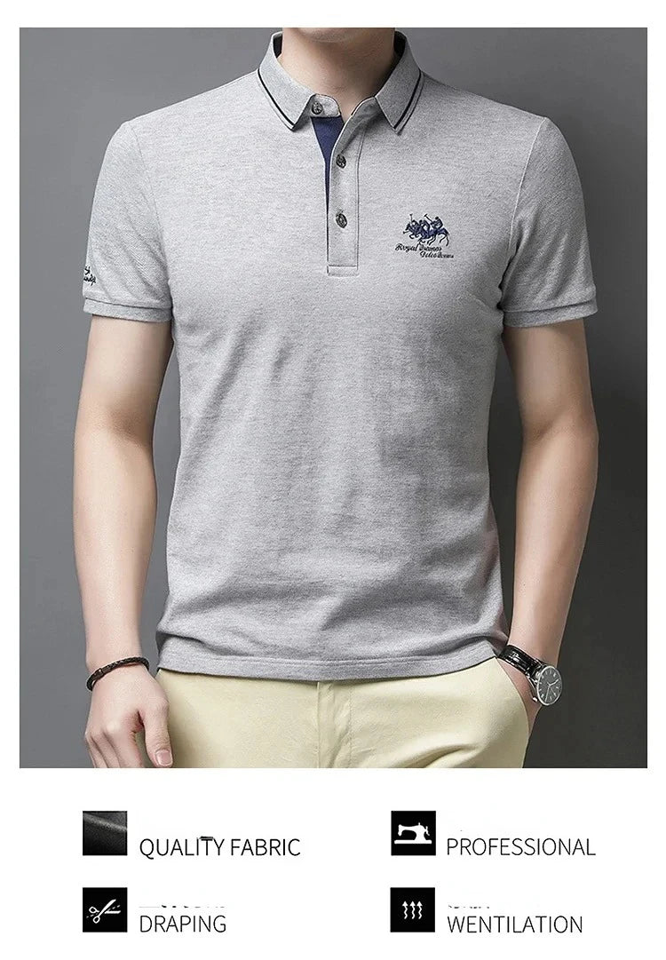 Summer Mens Short Sleeve Embroidered Polo Shirts Breathable Lightweight Shirt Luxury Top Casual Lapel T-shirt Men T Shirt Homme