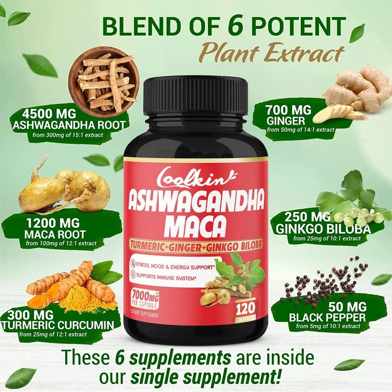 Ashwagandha and Maca Supplements - Male Supplements, Stamina & endurance, Supports Reproductive Health