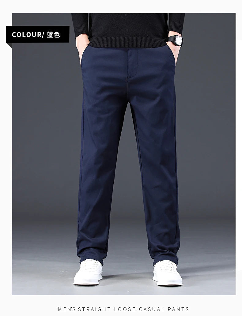 98% Cotton Men's Chinos & Casual Pants, Khaki Pants, Loose Straight , Streetwear Men ,Twill Pants,  Tall Men STRAIGHT Trousers