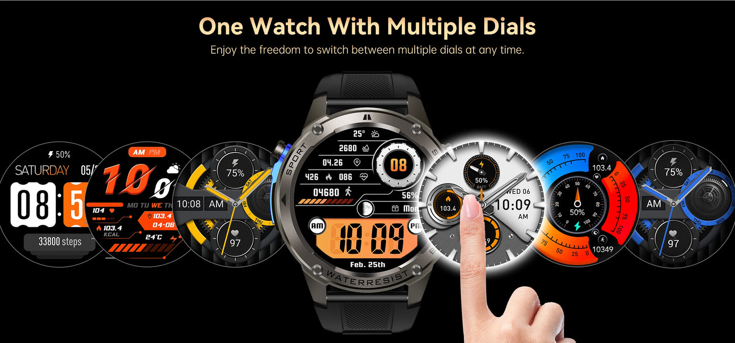 For Xiaomi Huawei Men GPS SmartWatch 2024 New Bluetooth Call 1.43inch AMOLED Compass 500mAh Battery 10ATM Waterproof Smart Watch