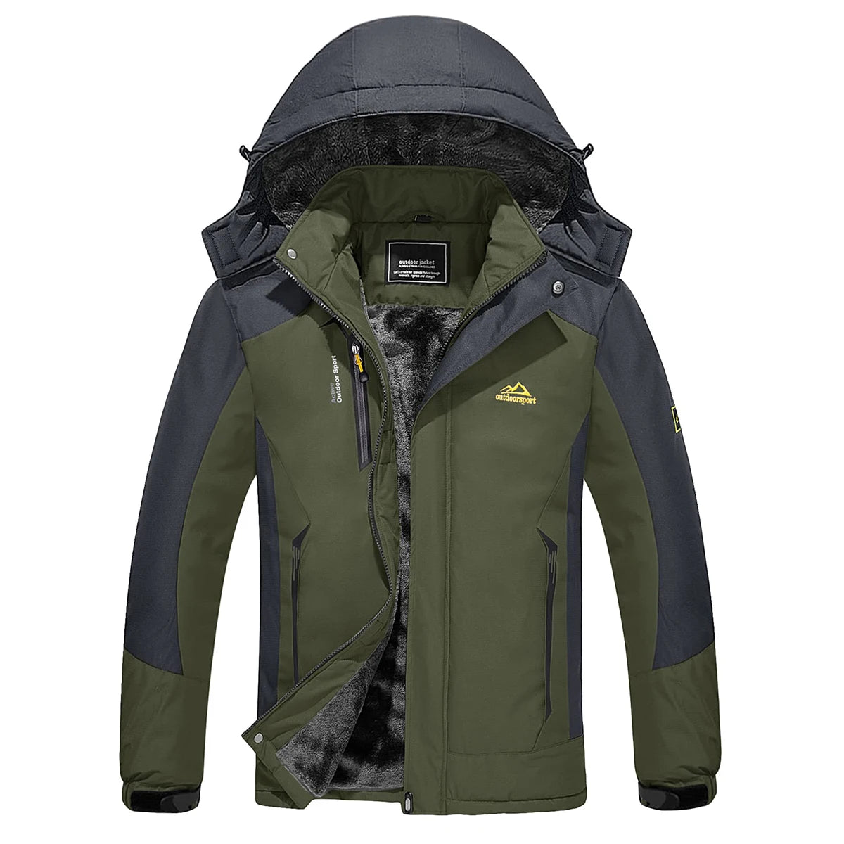 TACVASEN Men's Fleece Lined Skiing Jacket Windproof Detachable Hood Winter Thicken Warm Parkas Waterproof Outdoors Working Coat
