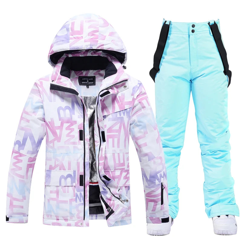 Ski Suit Women Winter Warm Waterproof Outdoor Sports Snow Jackets and Pants Hot Ski Equipment Snowboard Down Jacket Female Brand