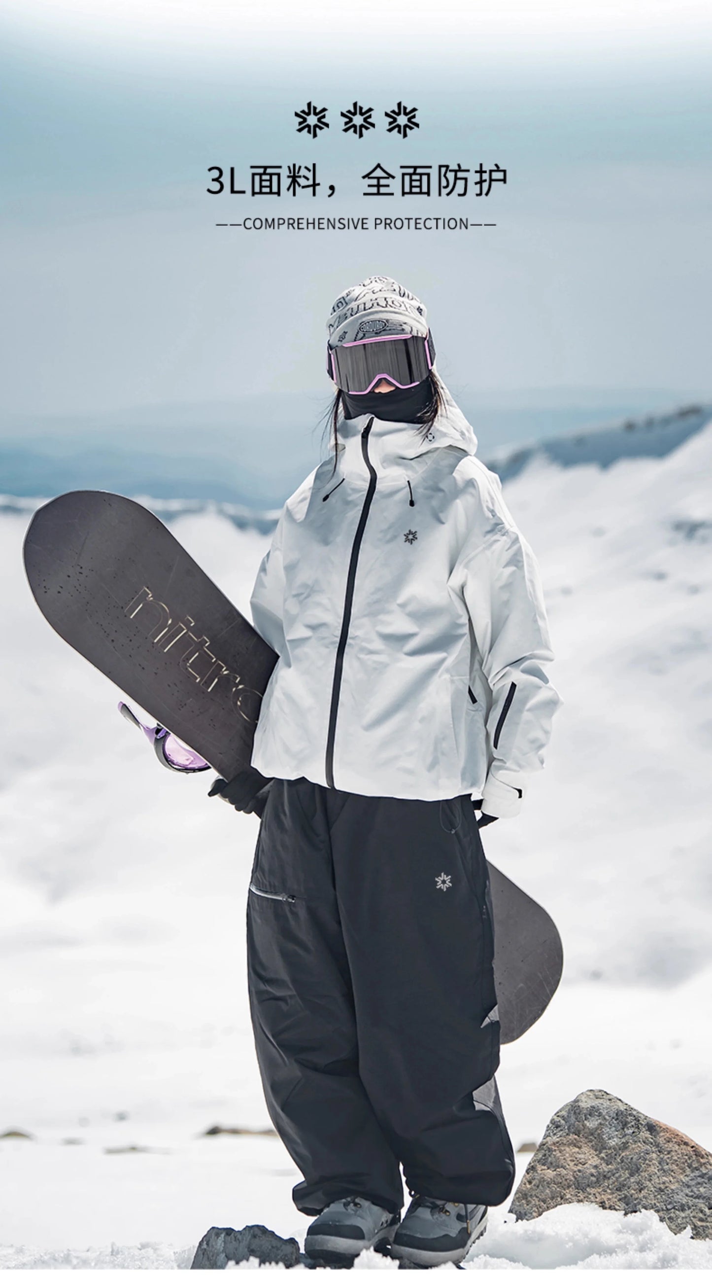 John Snow 2025 3L Ski Jacket & Pants Set Waterproof Snowboard Suit Thermal Winter Sports Gear with Fleece Lining for Men & Women