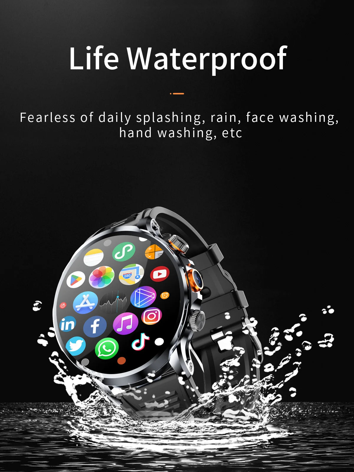16+256GB Android H18 Smartwatch 4G LTE 1100Mah Battery Play Store Heart Rate 1.95 inch Spherical screen Smart Watch Men GPS WIFI