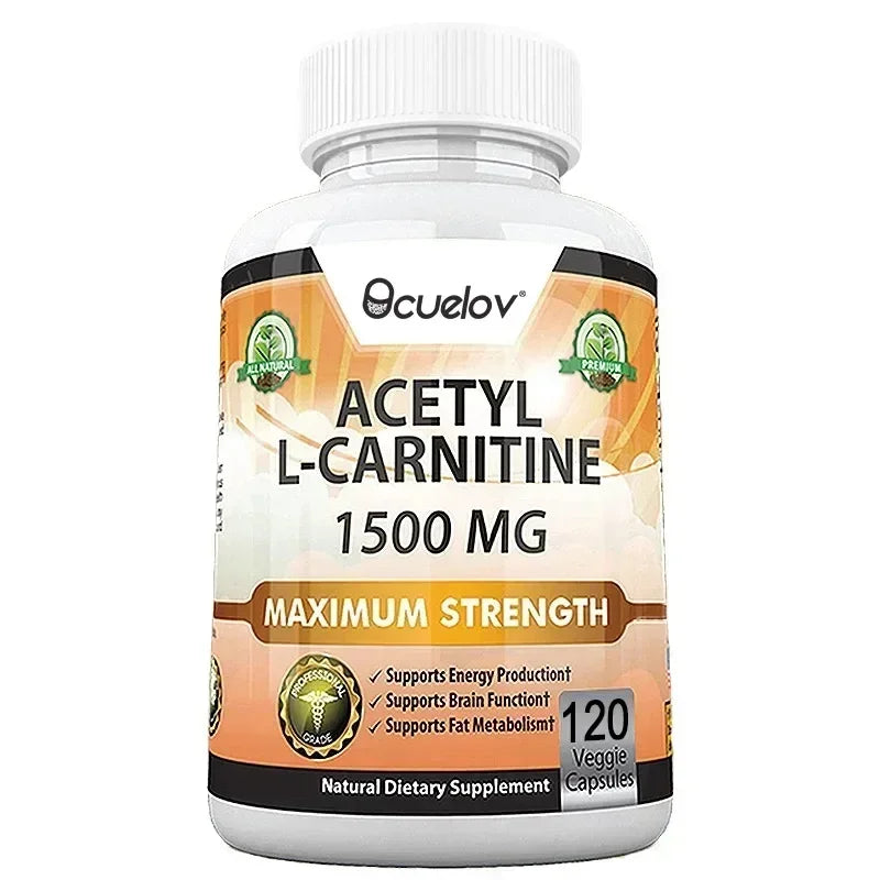 Acetyl L-Carnitine Capsules - Helps Support Brain Health, Improves Energy, Memory and Concentration, and Promotes Fat Metabolism