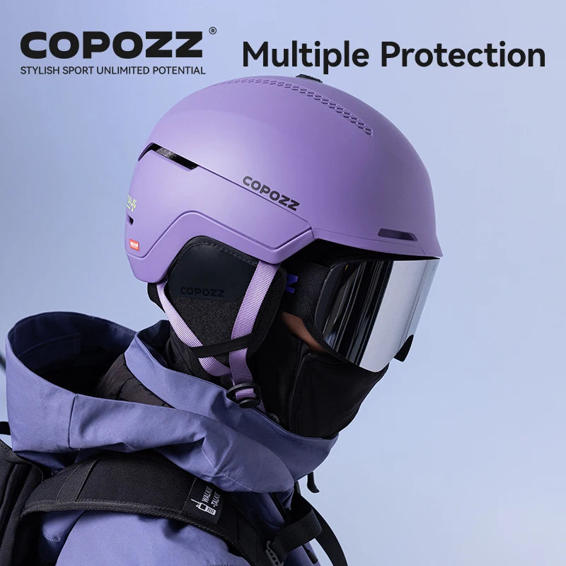 COPOZZ Winter Ski Helmet One-piece Adult Universal Snow Helmet Skating Ski Snowboard Outdoor Sports Helmets with RECCO Reflector