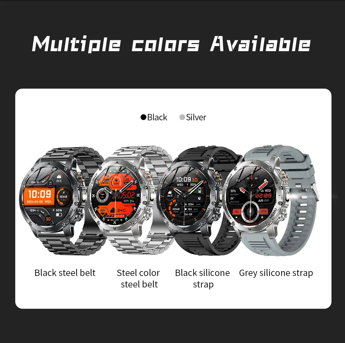 2025 Men 1.7-inch AMOLED Screen Smart Watch 1000mAh Battery Heart Rate Bluetooth Call NFC GPS Tracker Sports Fitness Watches New