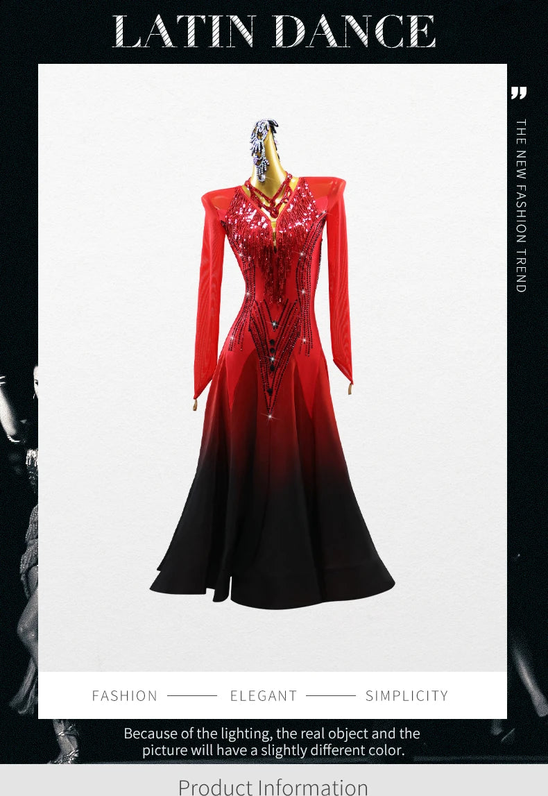 Womens Modern Dress Carnival Girls Ballroom Dance Costumes Waltz Female Suit Korean Stadium Lyrical Long Sleeve Stage Party Sets