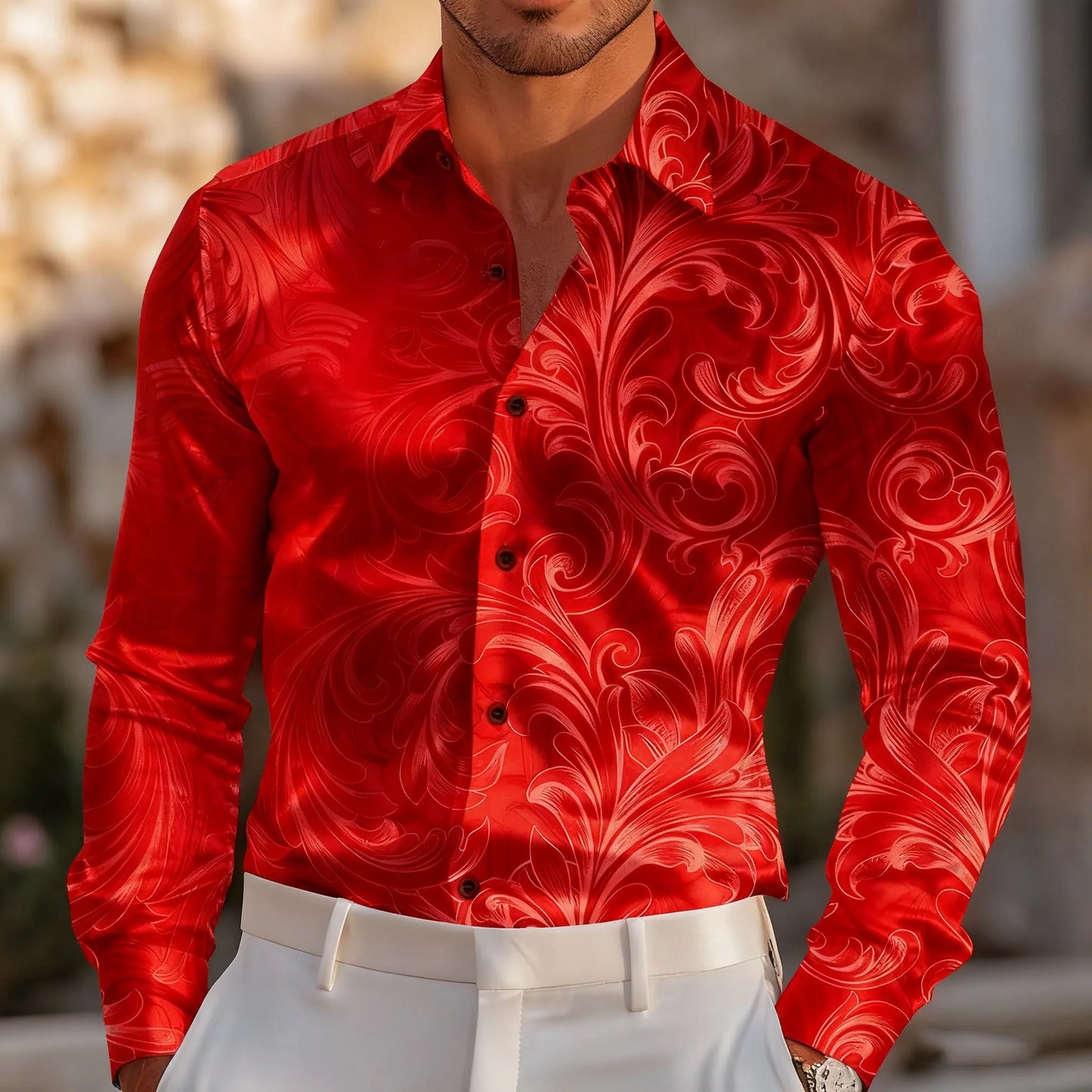 Men's New Floral Print Ombre Shirt Formal Shirt Long Sleeve Retro Holiday Wear Summer Spring Autumn Lapel 3D Printed Button-Down